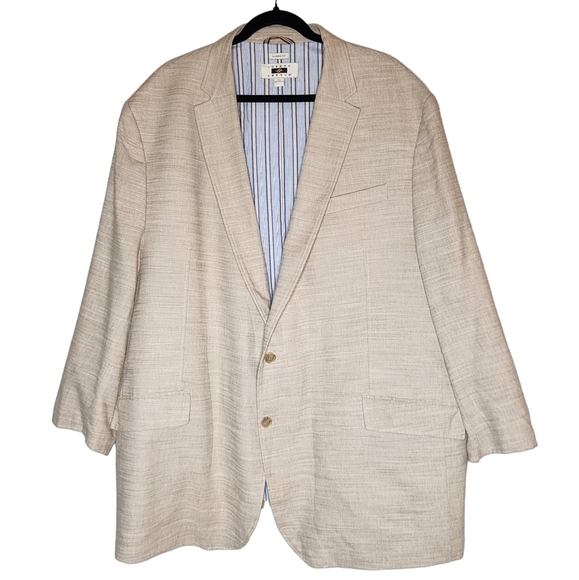 Joseph Abboud cotton 2-button beige blazer.  Men's size 3X - Picture 1 of 16
